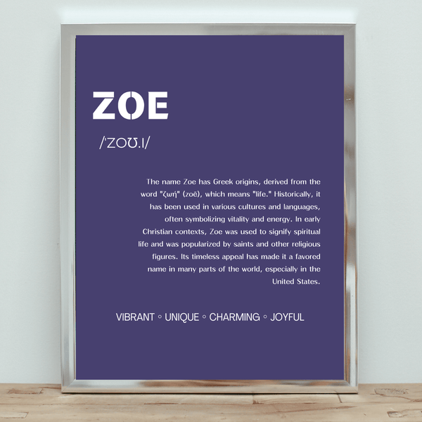 Zoe Name Typography Wallart - Charming Decor for Kids' Spaces