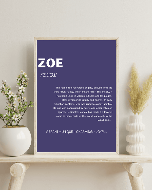 Zoe Name Typography Wallart - Charming Decor for Kids' Spaces