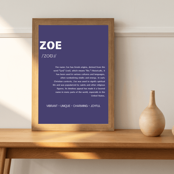 Zoe Name Typography Wallart - Charming Decor for Kids' Spaces