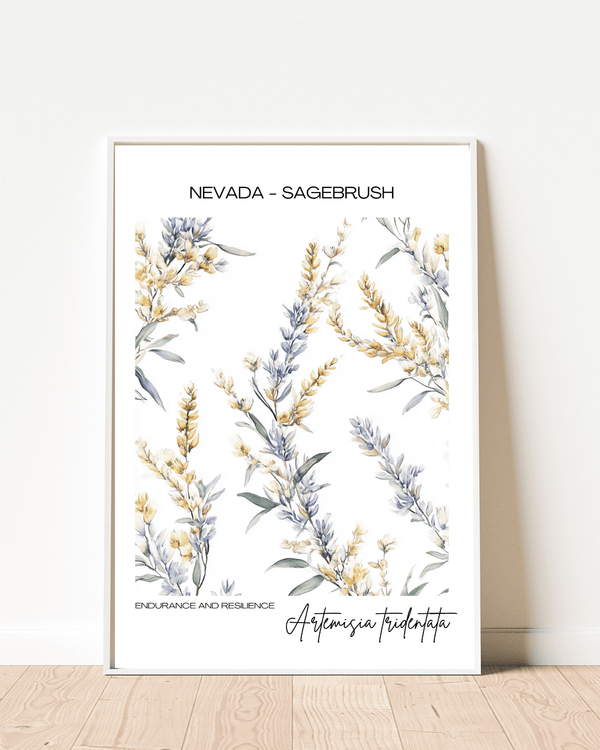 Nevada - Sagebrush Name State Flowers Wallart - Rustic Desert Elegance