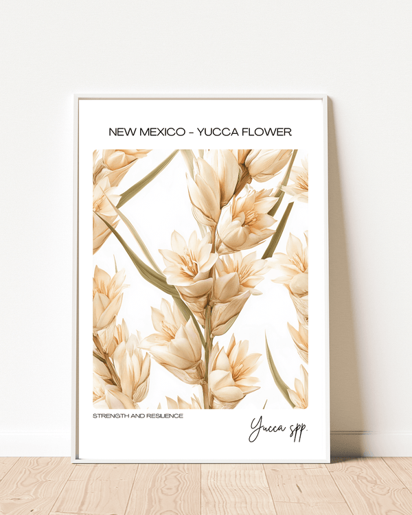 New Mexico - Yucca Flower Name State Flowers Wallart - Southwestern Charm