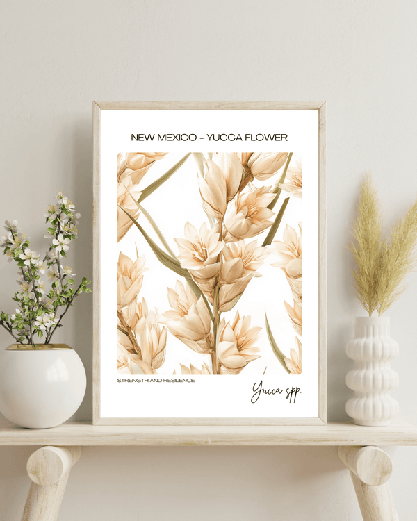 New Mexico - Yucca Flower Name State Flowers Wallart - Southwestern Charm