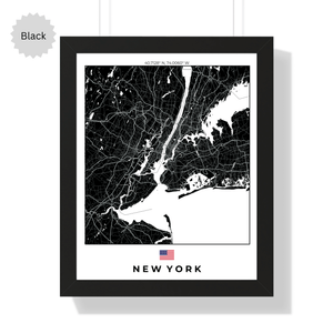 Front view of custom location wall artwork map in black, featuring detailed landscapes and key landmarks in an artistic design.