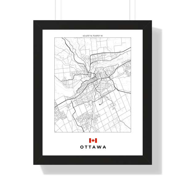 Front view of Ottawa wall artwork map, featuring detailed landscapes and key landmarks in an artistic design.