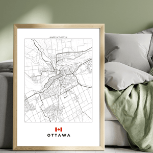 Left view of Ottawa wall artwork map, featuring detailed landscapes and key landmarks in an artistic design.