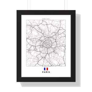 Front view of Paris wall artwork map, featuring detailed landscapes and key landmarks in an artistic design.