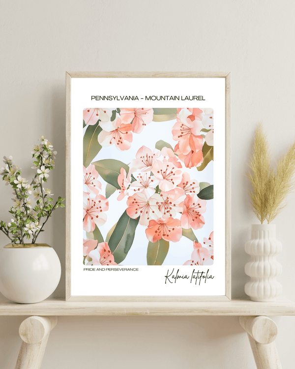 Pennsylvania - Mountain Laurel Name State Flowers Wallart - Timeless Beauty