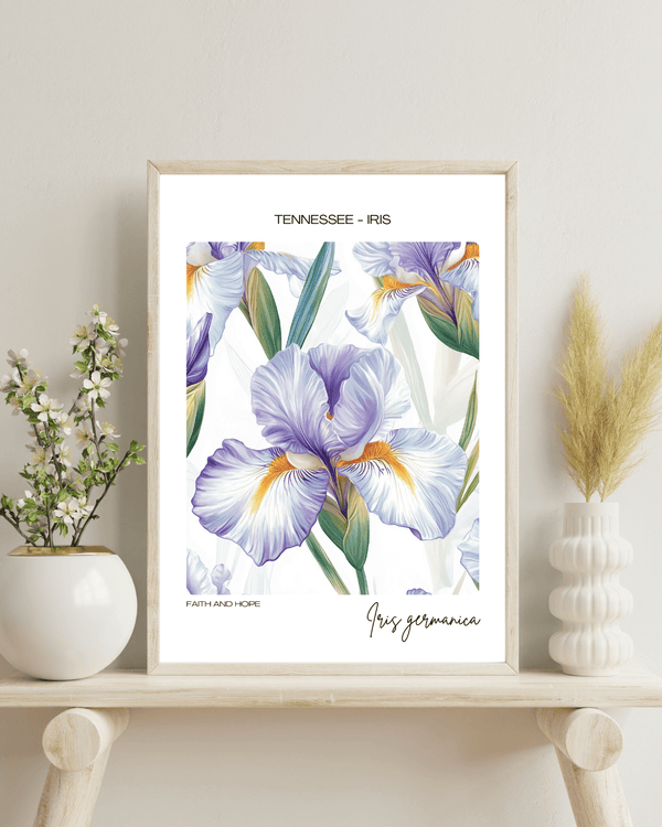 Tennessee - Iris Name State Flowers Wallart - Graceful Beauty