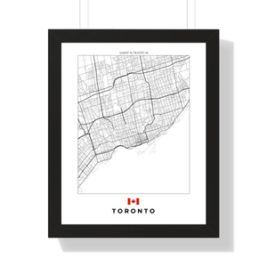 Front view of Toronto City wall artwork map, featuring detailed landscapes and key landmarks in an artistic design.