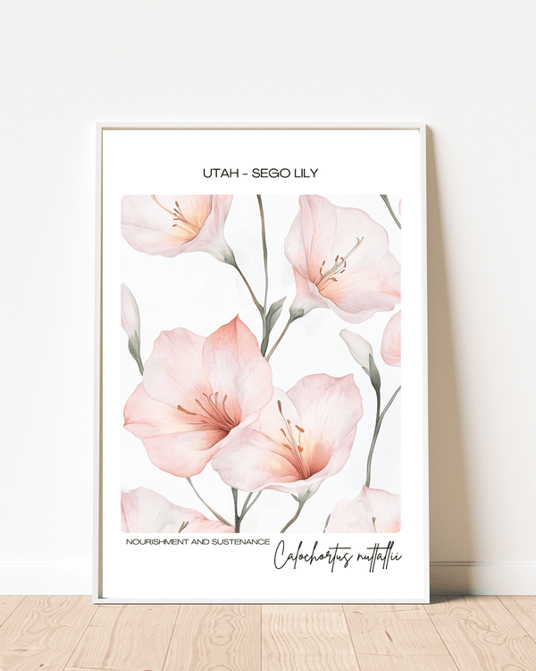 Utah - Sego Lily Name State Flowers Wallart - Elegant Simplicity