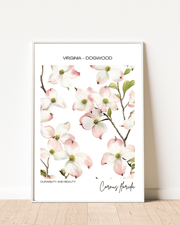 Virginia - Dogwood Name State Flowers Wallart - Timeless Elegance