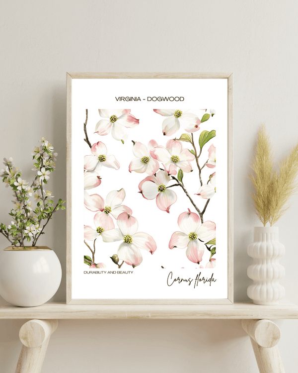 Virginia - Dogwood Name State Flowers Wallart - Timeless Elegance