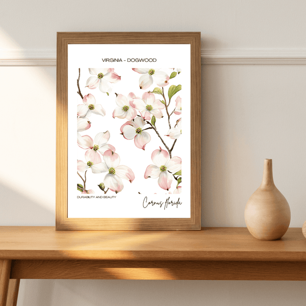 Virginia - Dogwood Name State Flowers Wallart - Timeless Elegance