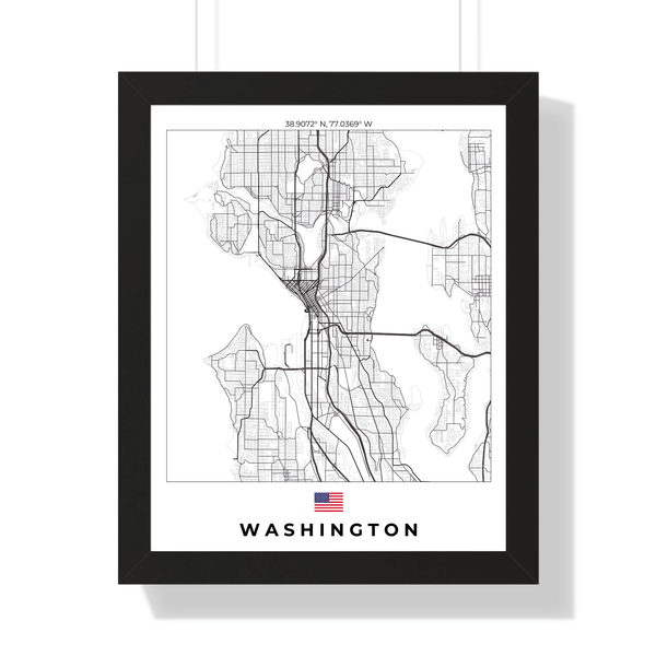 Washington Wall Artwork Map Print - Elegant City Map Decor for Your Home