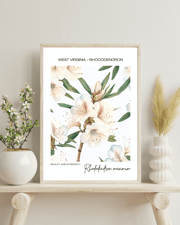 West Virginia - Rhododendron Name State Flowers Wallart - Vibrant Charm