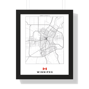 Front view of Winnipeg wall artwork map, featuring detailed landscapes and key landmarks in an artistic design.